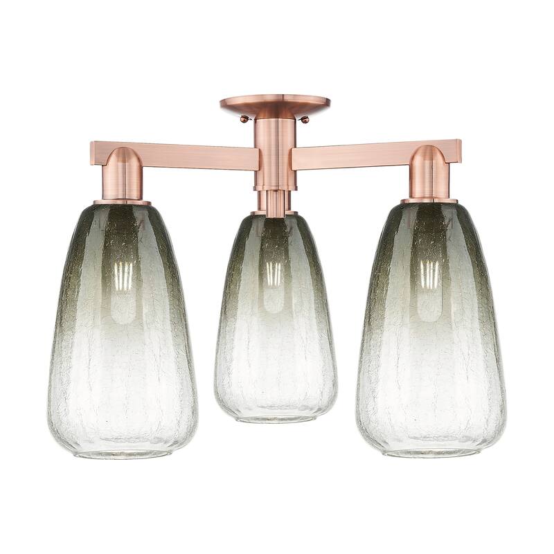 Innovations Lighting 716-3F-15-24 Brookhaven Almond Semi-Flush - Antique Copper / Slate