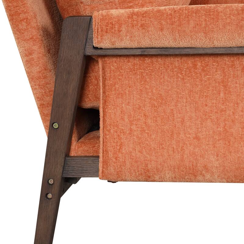 Roomfitters Mid-Century Modern Accent Chair, Velvet Upholstery with Solid Wood Frame and Plush Cushion, Ideal for Living Room