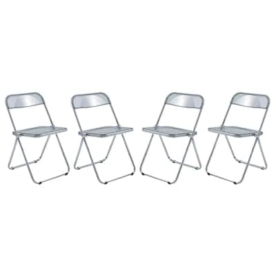 Acrylic Folding Dining Chair with Chrome Frame Set of 4 Lawrence Series by LeisureMod