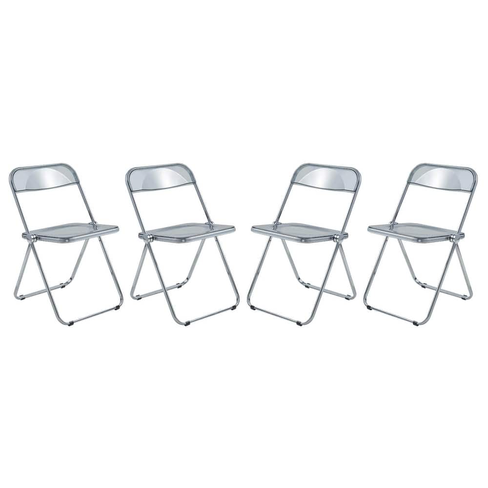 Acrylic Folding Dining Chair with Chrome Frame Set of 4 Lawrence Series by LeisureMod
