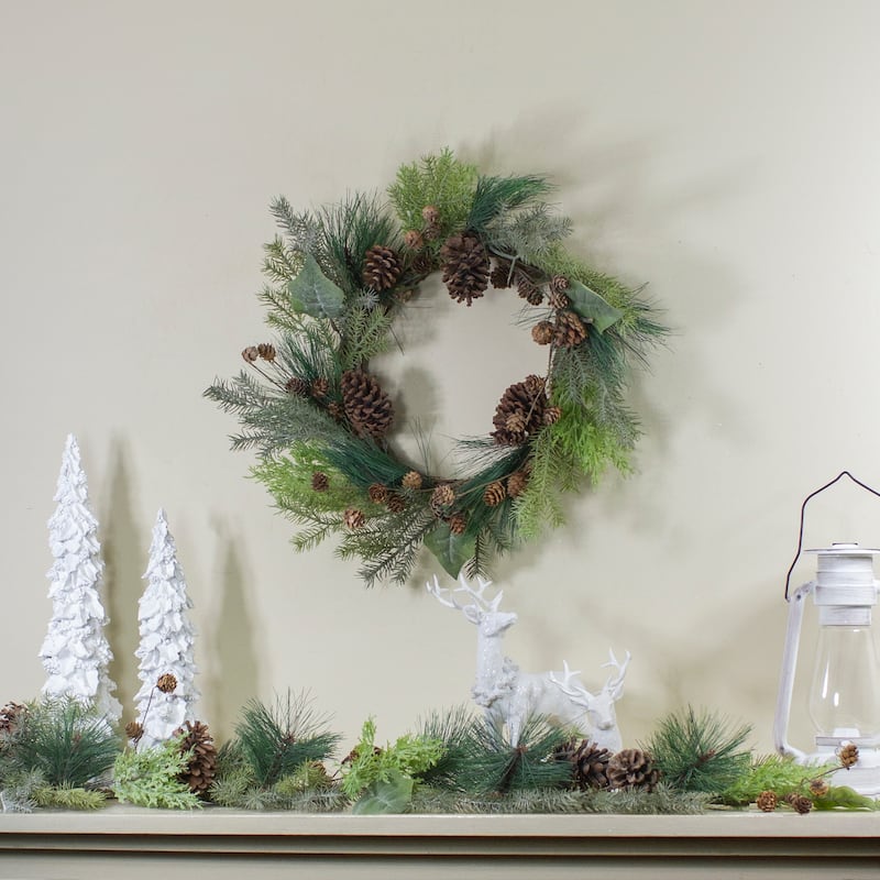 Pine Cone and Cedar Artificial Christmas Wreath - 20-Inch Unlit - 20"