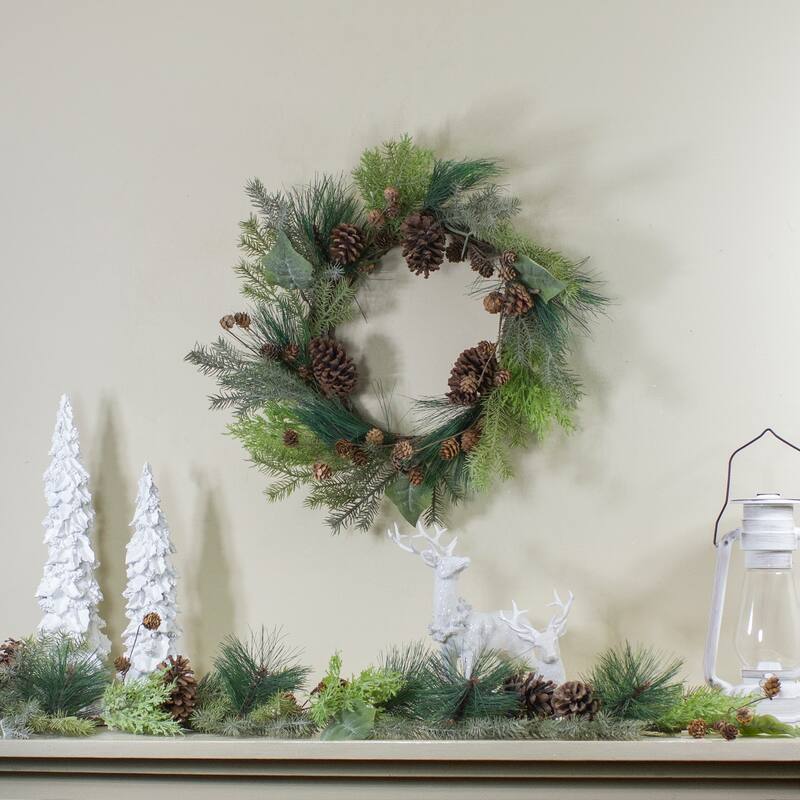 Pine Cone and Cedar Small Artificial Christmas Wreath - 20" - Unlit
