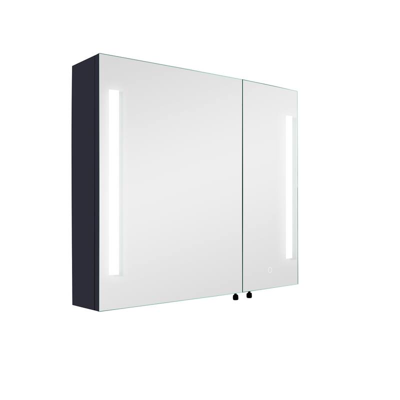30" x 26" Rectangular Frameless Surface Mount Medicine Cabinet with Shelves and LED Lights
