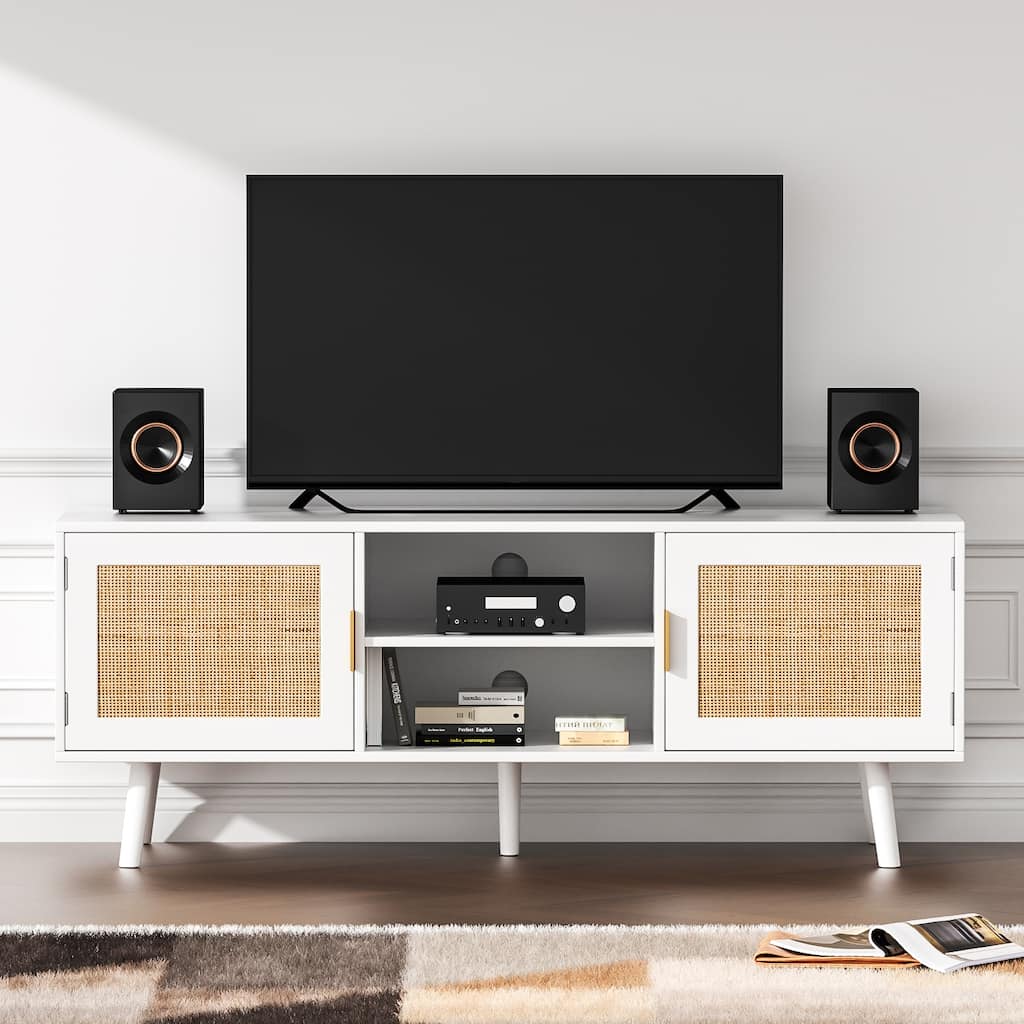 Mid-Century Modern TV Stand For TVs Up To 75" Entertainment Center Media Console