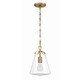 preview thumbnail 2 of 4, Voss 1 Light Luxe Gold Mini Pendant - 8.25"W x 11.5"H x 8.25"D