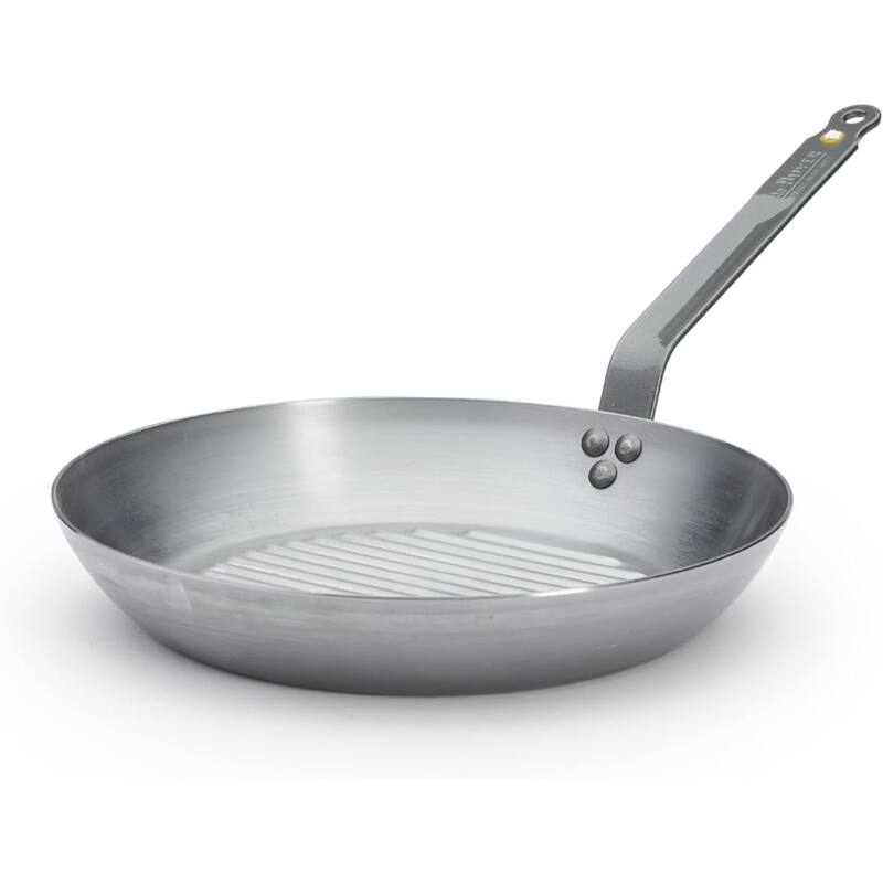 10.25" Mineral B Carbon Steel Grill Pan for Grilling & Browning Meat