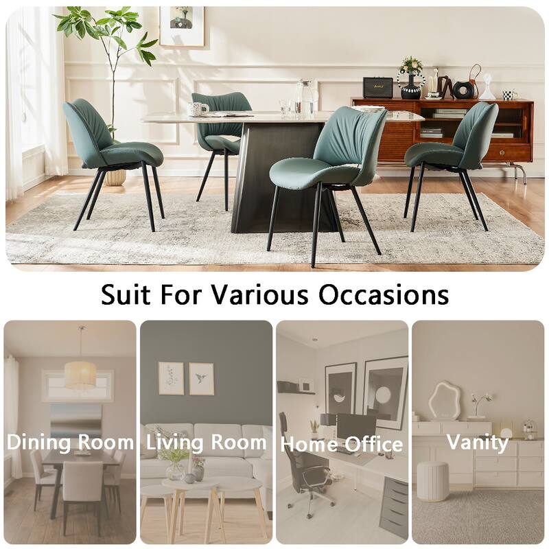 Modern PU Leather Dining Chairs Set of 2, Upholstered Kitchen Chairs