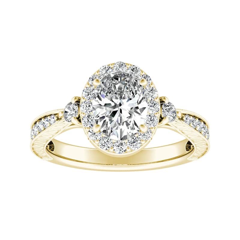 Auriya 14k Gold Vintage Oval Halo Diamond Engagement Ring 5/8ctw