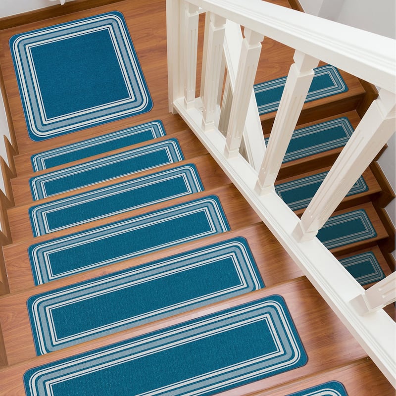 Beverly Rug Non Slip Bordered Stair Treads for Wooden Steps Indoor