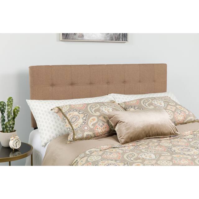 Quilted Button-tufted Padded Upholstered Headboard - King - Camel