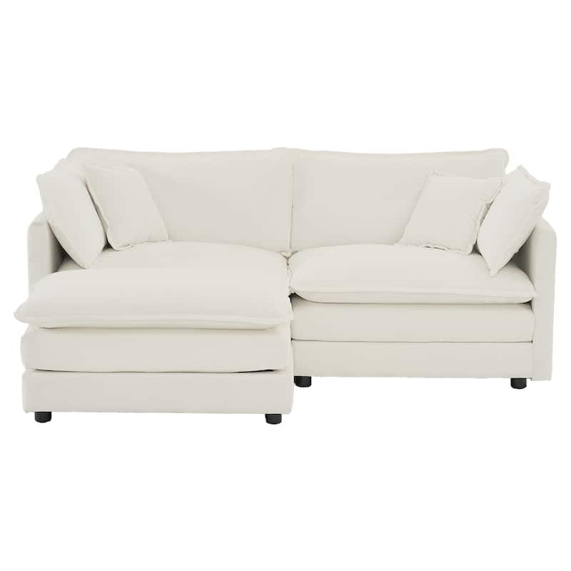 Modern L shaped sectional sofa with footstool for small space living