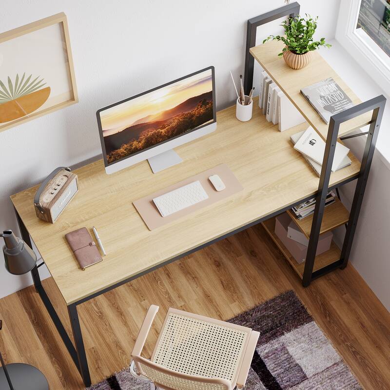 Computer Desk Home Office Computer Desk with 4 Shelves & Hooks