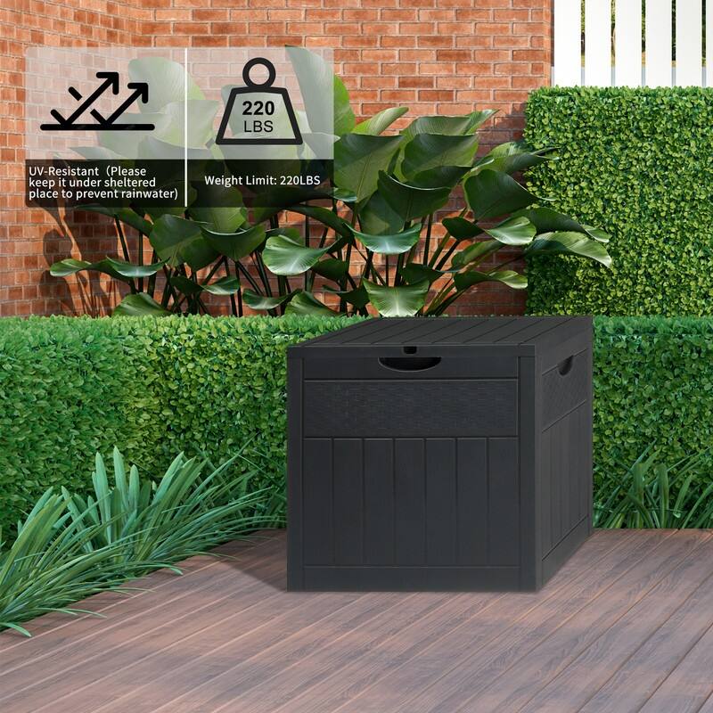 33 Gallons Gray Water Resistant PVC Deck Box - N/A