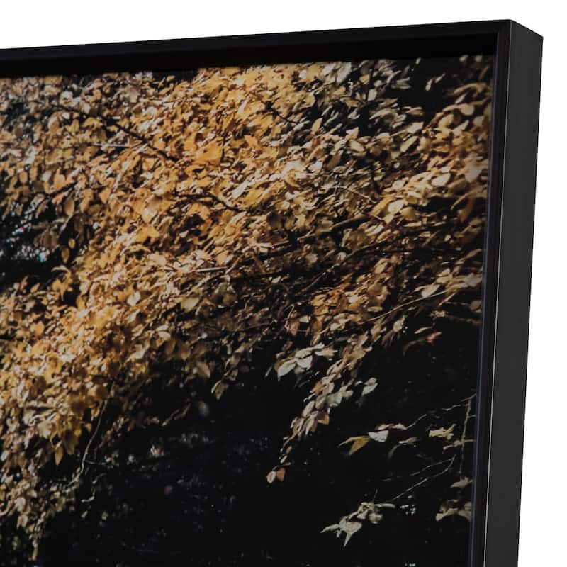 Autumn Tracks Glass Wall Art with Black Frame - Brown