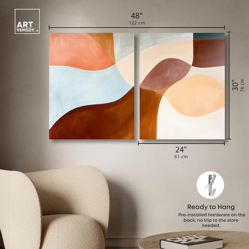 Shapes Revisited II Canvas Set of 2 by Art Remedy, Gallery Wrapped