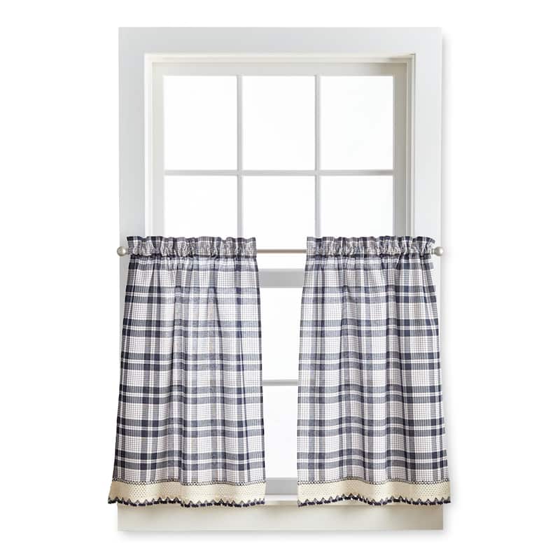 Curtainworks Seaton Plaid Kitchen Curtain Valance and Tier Pair Curtain Collection