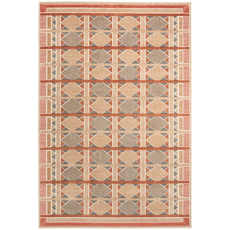 Nourison Nordic Indoor only Geometric Area Rug - 5' x 7' - Rust/Multicolor - Rectangle