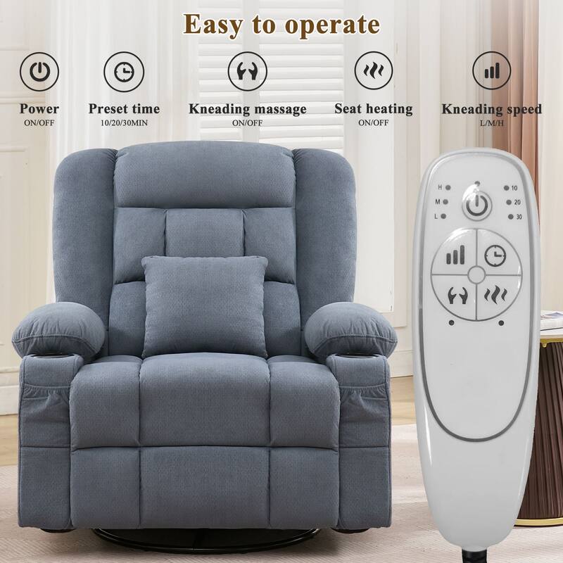 Recliner Chair with 4-Point 3D Kneading Massage and Heat for Living Room