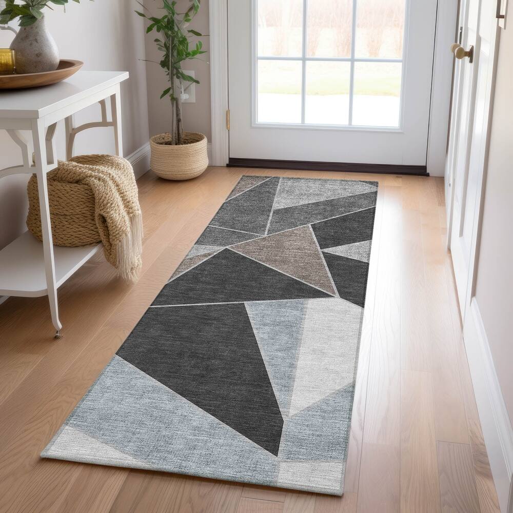 Machine Washable Indoor/ Outdoor Chantille Contemporary Mosaic Rug