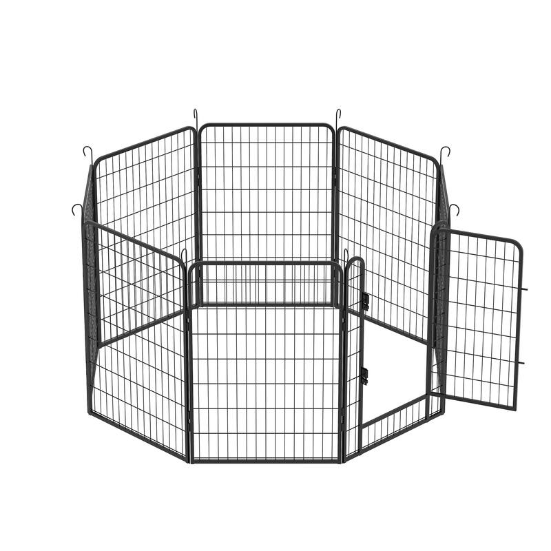 8 Panels Heavy Duty Metal Pet Fence Playpen Kit Indoor/Outdoor Pet Dog Fence Playground Exercise Pen (39.37 in. H x 27.76 W)