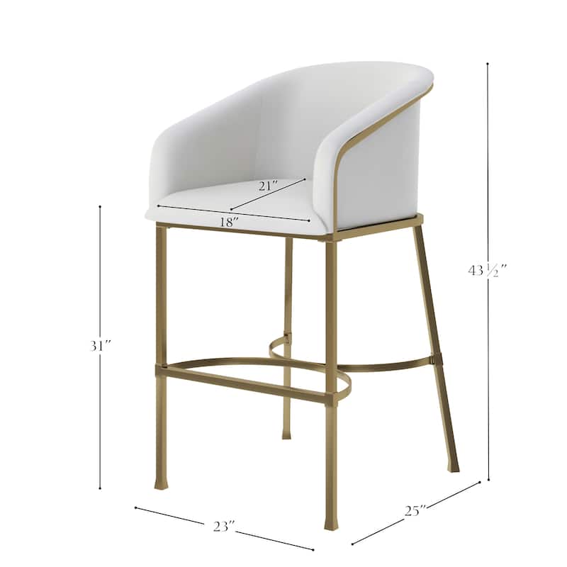 Hampton Modern Bar Stool, Faux Leather and Gold Finish Metal Frame
