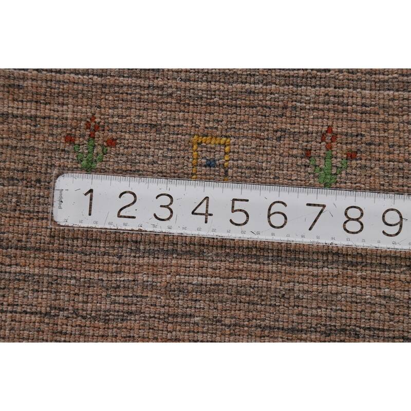 Striped Brown Tribal Gabbeh Oriental Area Rug Hand-Knotted Wool Carpet - 8'0"x 9'9"