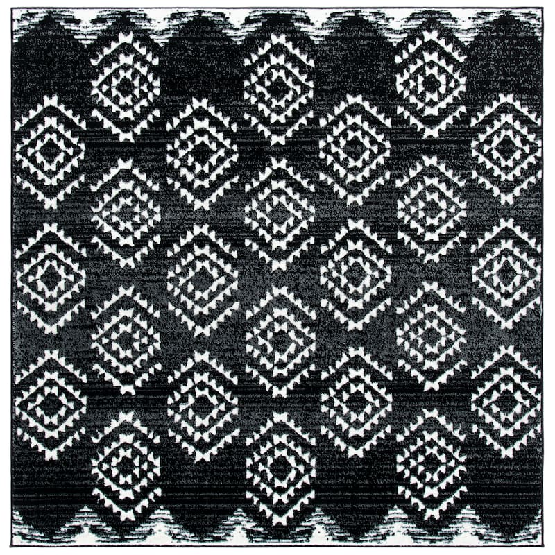 SAFAVIEH Skyler Lidie Moroccan Tribal Boho Rug - 6'7" Square - Black/Ivory