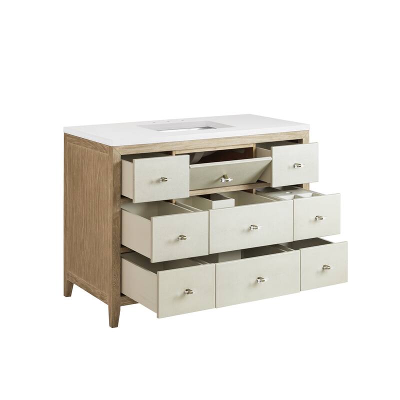 James Martin Vanities Celeste 48" Single Vanity, Sunwashed Oak with Embossed Shagreen