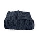 preview thumbnail 1 of 4, HiEnd Accents Chess Hand Knit Modern Farmhouse Rustic Style Throw Blanket Navy - 50"x60"
