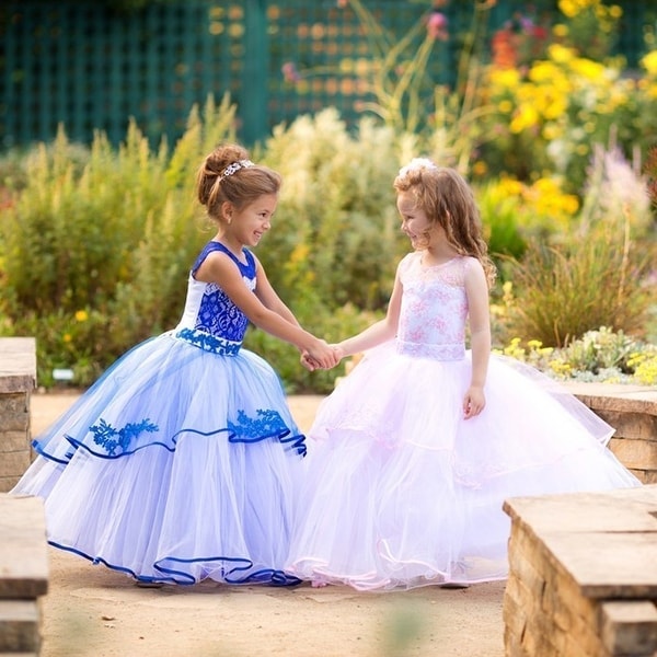 New Flower Girls Lilac Organza Tulle Dress Pageant Wedding Party Fancy 5050