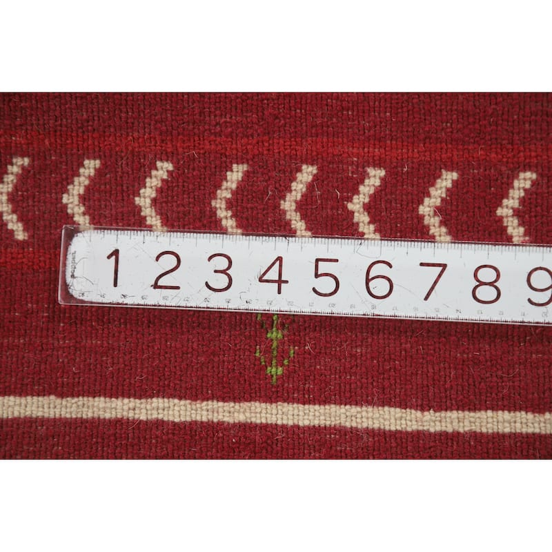 Tribal Red Gabbeh Indian Runner Rug Handmade Wool Carpet - 2'7" x 7'8"