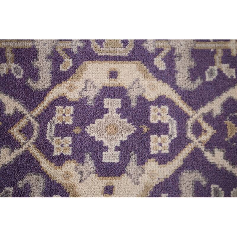Purple Oushak Oriental Runner Rug Handmade Wool Carpet - 2'6"x 9'9"