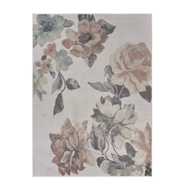 Sevita Multi/Gray/Pink Floral Botanical Area Rug
