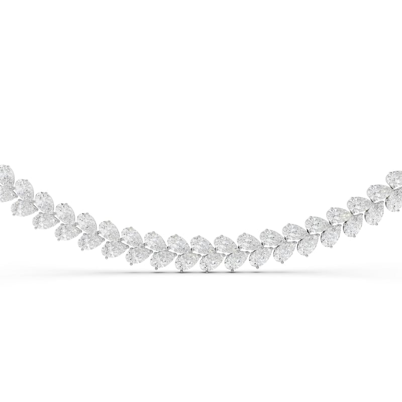 Auriya 14K Gold Lab Grown Pear-shaped Diamond Tennis Necklace 41 ct. tw. (F-G VS)