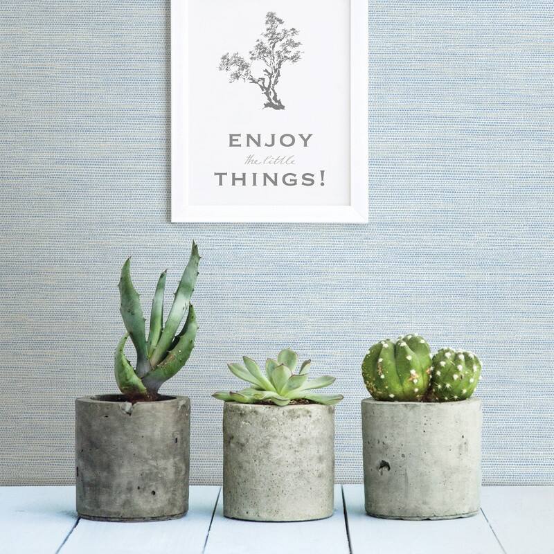 Brewster Bluestem Blue Grasscloth Wallpaper - 20.5in x 396in x 0.025in