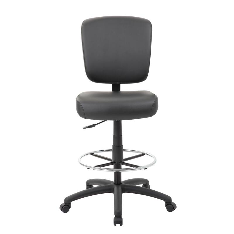 Hya Heavy Duty Swivel Office Stool with Footring, Black Cushions