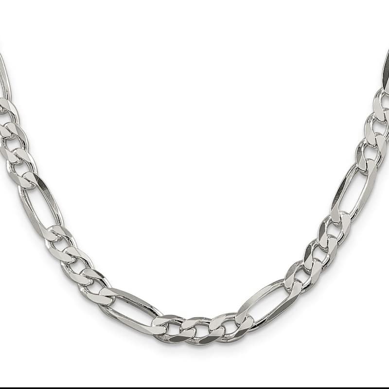 Curata 925 Sterling Silver Solid Polished 6.5mm Figaro Chain Anklet 9 Inch Lobster Claw