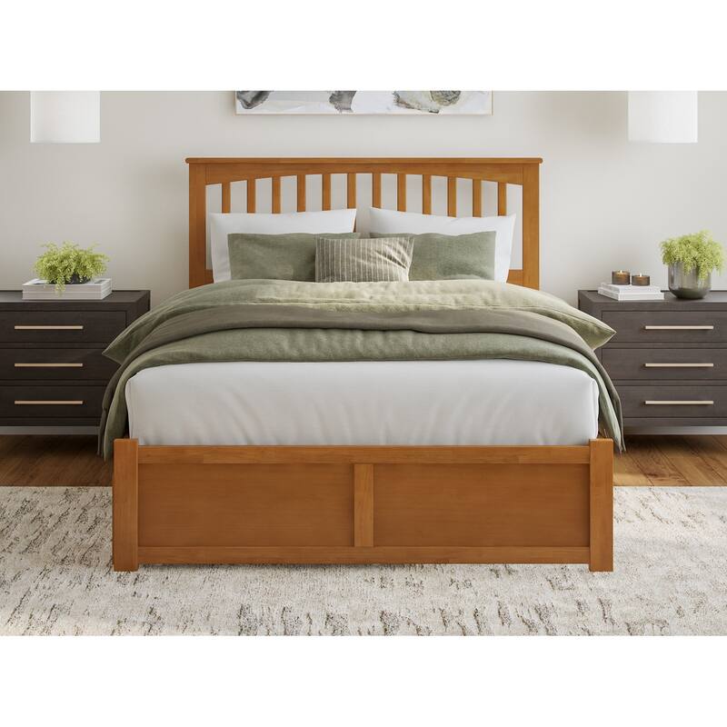 Mission Platform Bed with Footboard and Twin XL Trundle