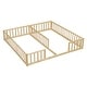 preview thumbnail 8 of 9, Natural Double Twin Size Pine Wood Floor Bed with Guardrails