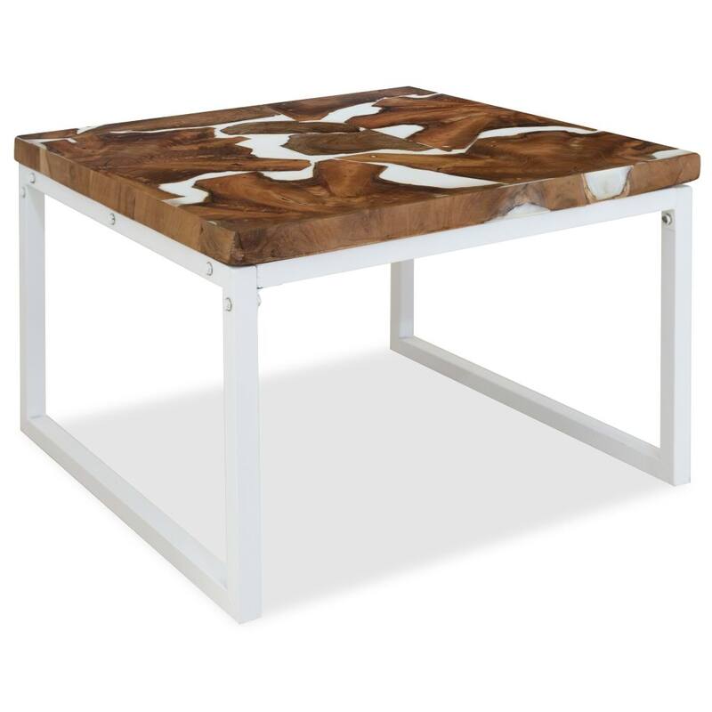 vidaXL Coffee Table End Table Side Table Living Room Furniture Teak Resin - 23.6" x 23.6" x 15.7" (L x W x H)