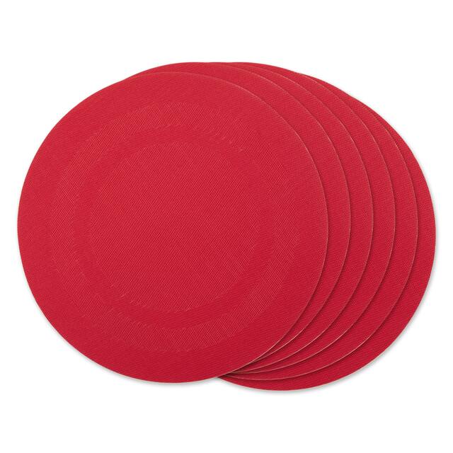 Design Imports Silver Doubleframe Kitchen Placemat Set (Set of 6) - Tango Red - Round