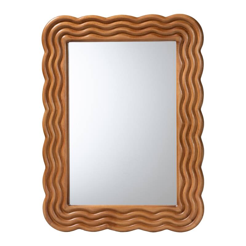 Acantha Modern Walnut Brown Scallop-framed Accent Mirror - Walnut