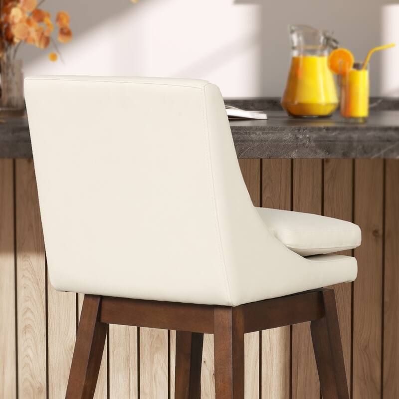 26.4" Swivel Counter Stool with Solid Wood Frame ( Set of 2 )