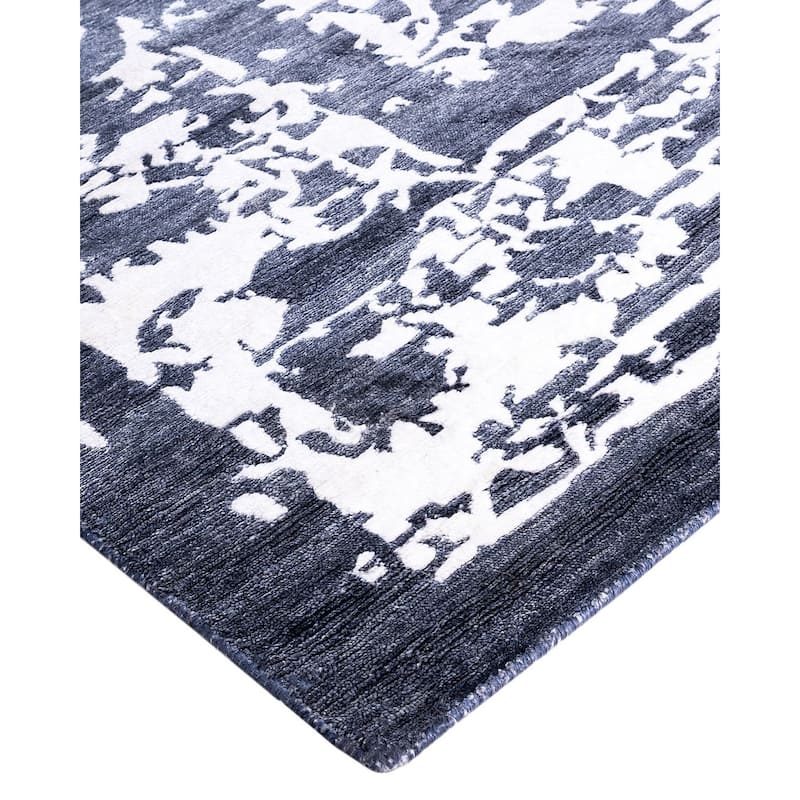 Modern One-of-a-Kind Hand-Knotted Area Rug, Blue - 9' 1" x 12' 0"