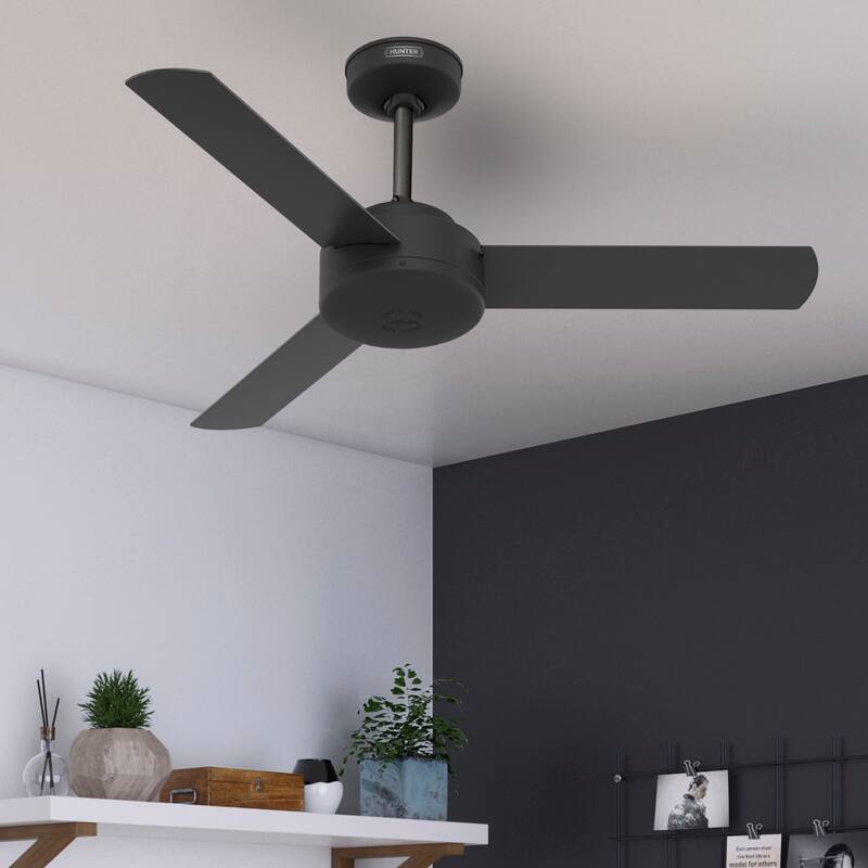 Hunter 52" and 44" Presto Ceiling Fan w/ Wall Control - Contemporary, Industrial, Scandinavian - 44" - Matte Black