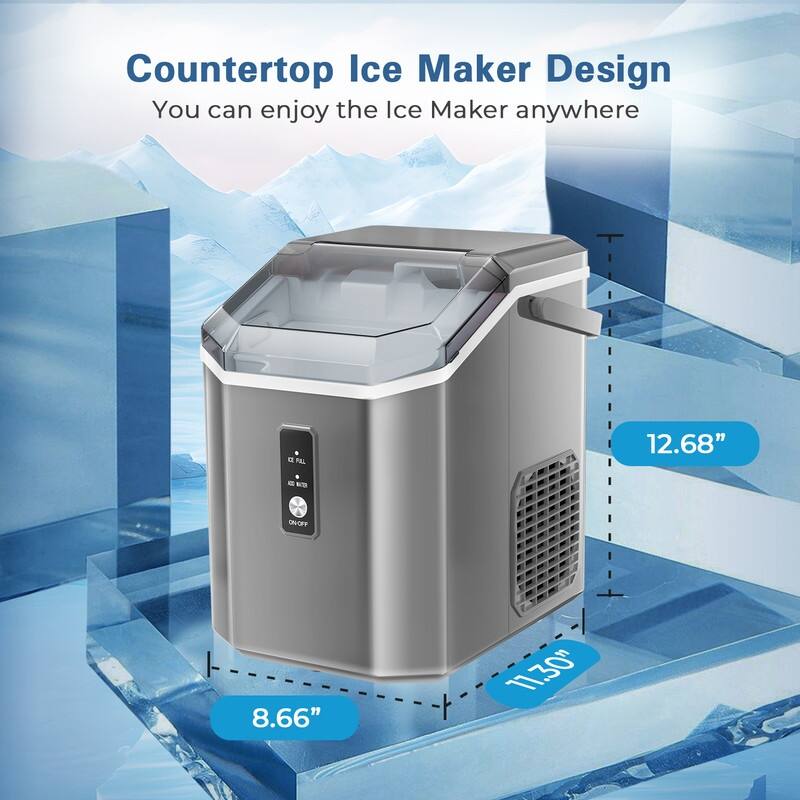 Ice Makers Countertop, Portable Ice Maker Machine with Handle, Self-Cleaning Ice Maker, Ice Scoop and Basket