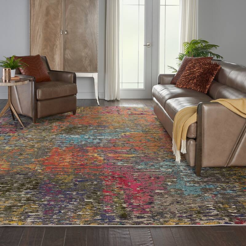Nourison Celestial Abstract Bohemian Area Rug - 9' x 12' - Orange/Multi - Runner/Rectangle