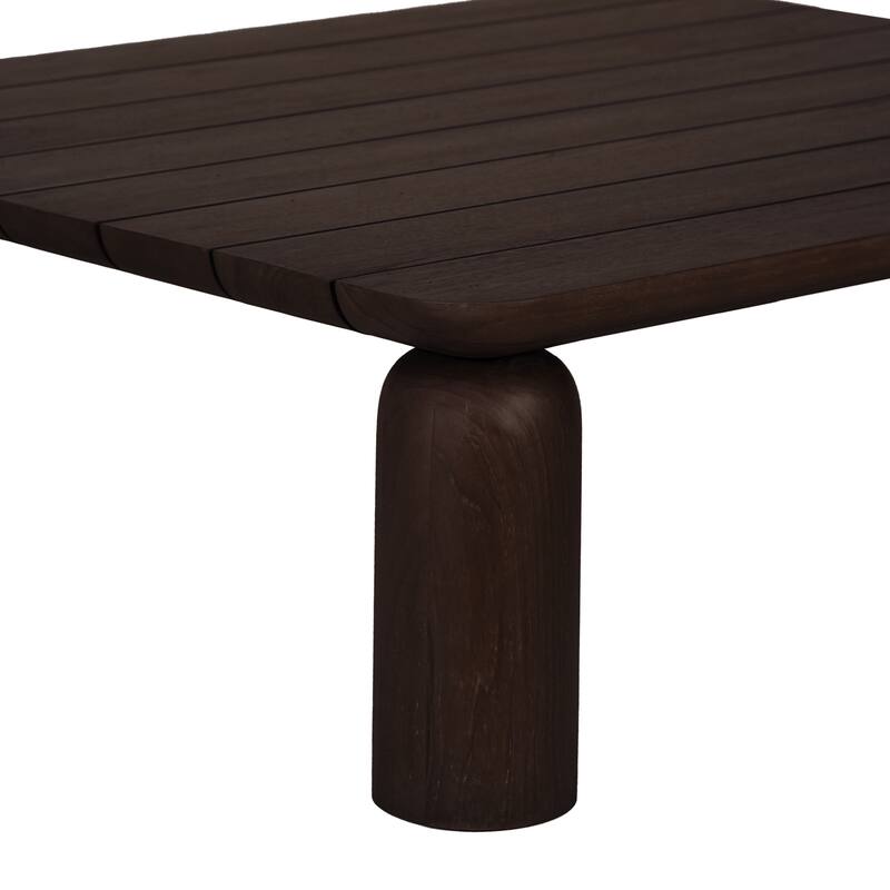 NADAAL STUDIOS Thalira Outdoor Coffee Table, Slatted Top, Solid Teak Wood, Brown Finish