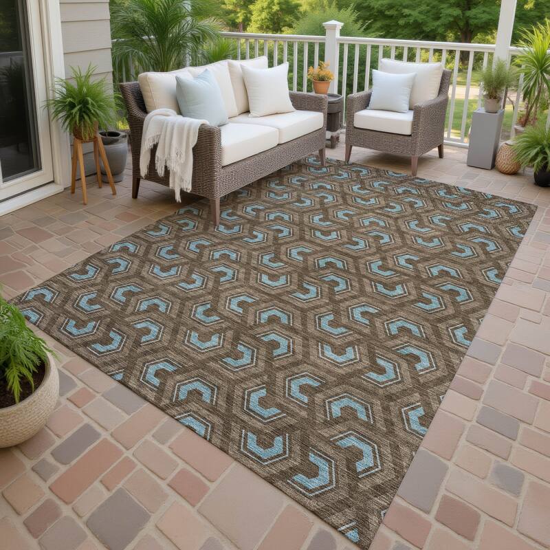 Machine Washable Indoor/ Outdoor Modern Zoa Chantille Rug - Chocolate - 2'6" x 3'10"
