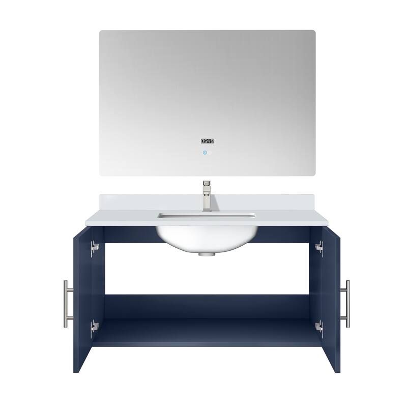 36" Bathroom Vanity with Marble Top, Stainless Steel Faucet, 36x32 Mirror Included, Scratch & Stain Resistant Surface